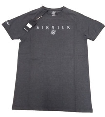 SikSilk Men’s Brand Carrier Tee – Charcoal Marl – Extra Small