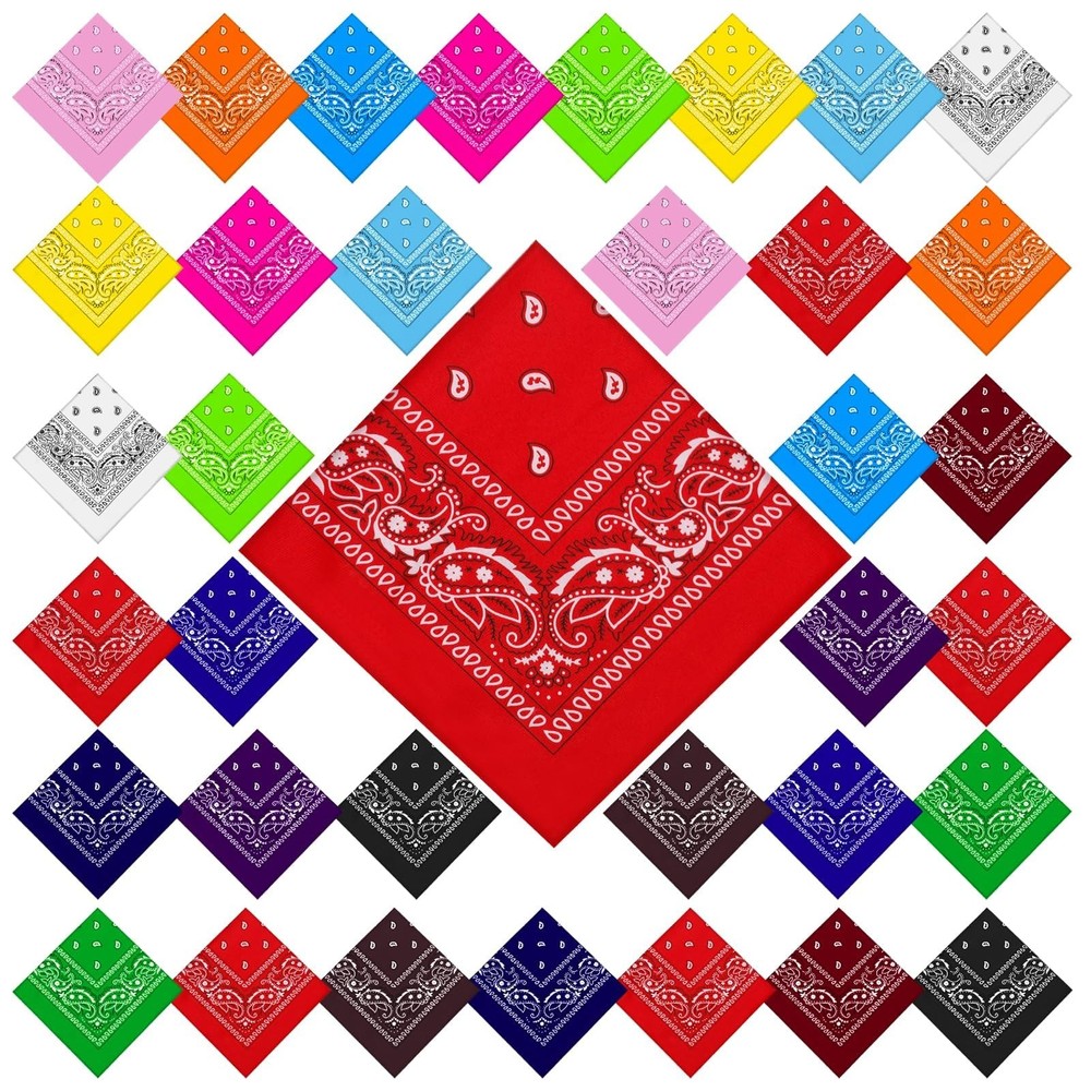 Paisley Cowboy Bandanas Bulk Polyester Headband Scarf Kerchief 36 PCS
