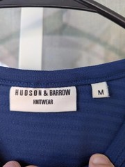 Hudson & Barrow Men’s Navy Blue Knitwear T-Shirt M Short Sleeve Luxe Stretch