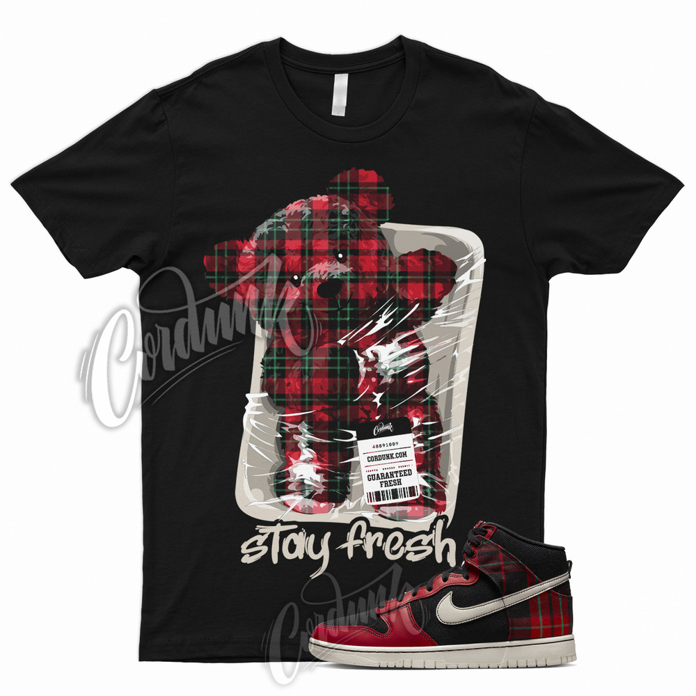STAY T Shirt to Match Dunk High Plaid Tartan University Red Stadium Green Ivory
