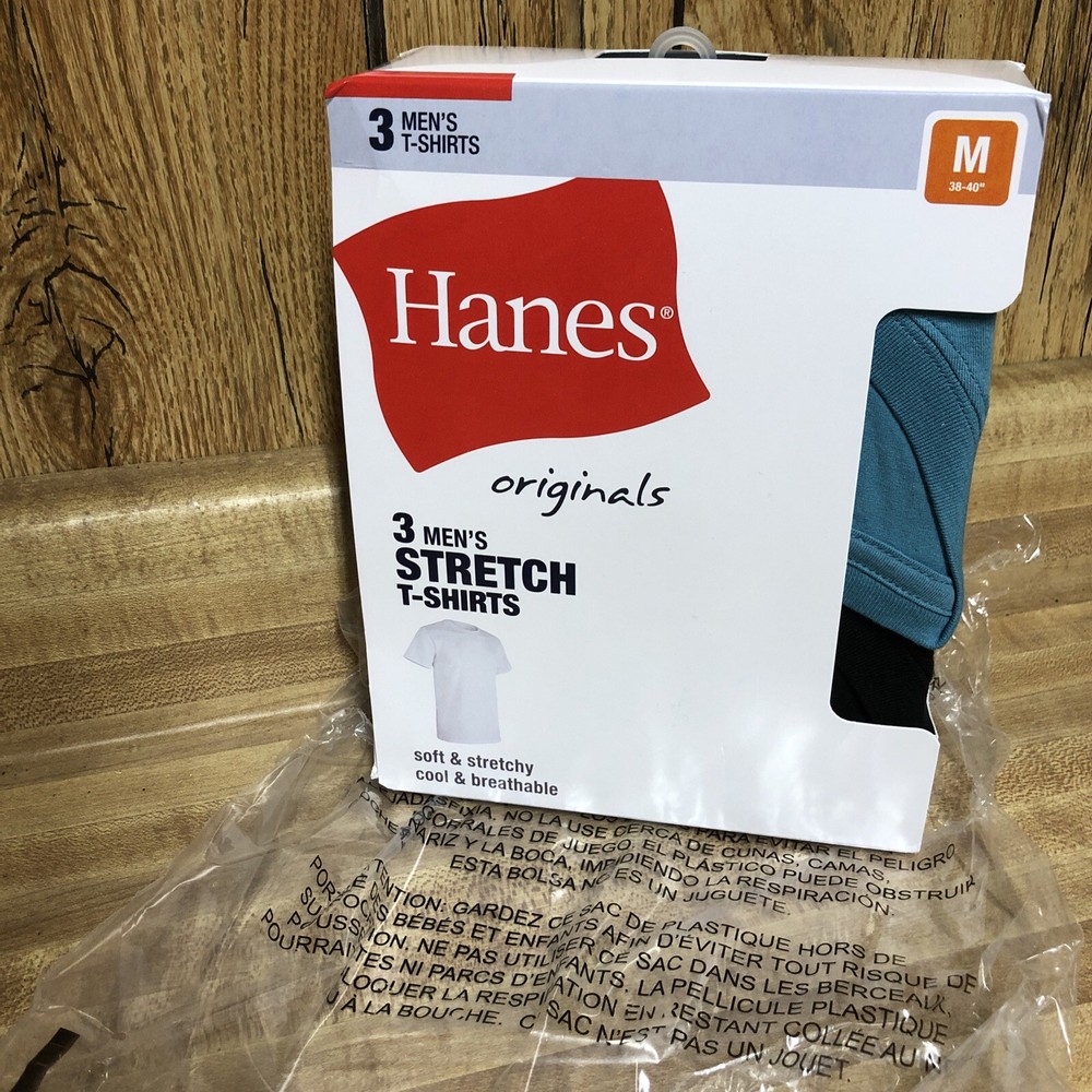 3 Pack Hanes Men’s Stretch T-Shirts Cool And Breathable Size Medium New
