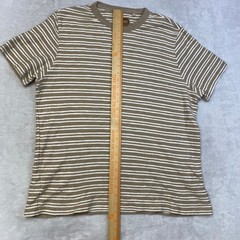 Common People Mens Striped T-Shirt Large Short Sleeve Casual Beige White