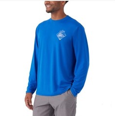 Hang Ten Men’s Tidal Long Sleeve Sun Tee UPF 50+ Soft Feel Stretch Blue Size L