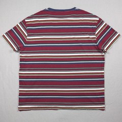Polo Ralph Lauren T-Shirt Mens Large Burgundy Multi Stripe Classic Fit Pony