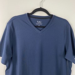 The Perfect Jean NYC Organic V Neck T-Shirt in Navy Blue Size Medium Short Slv