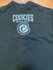 Cookies Original Logo World Wide Double Sided SHAKA Black Street Wear Tee SZ L