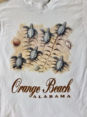 Vintage 90s Orange Beach Alabama Sea Turtles Graphic T-Shirt White Medium