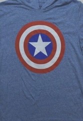 Marvel Mens Captain America Shield Hooded Hoodie Short Sleeve Shirt NWT S-XL
