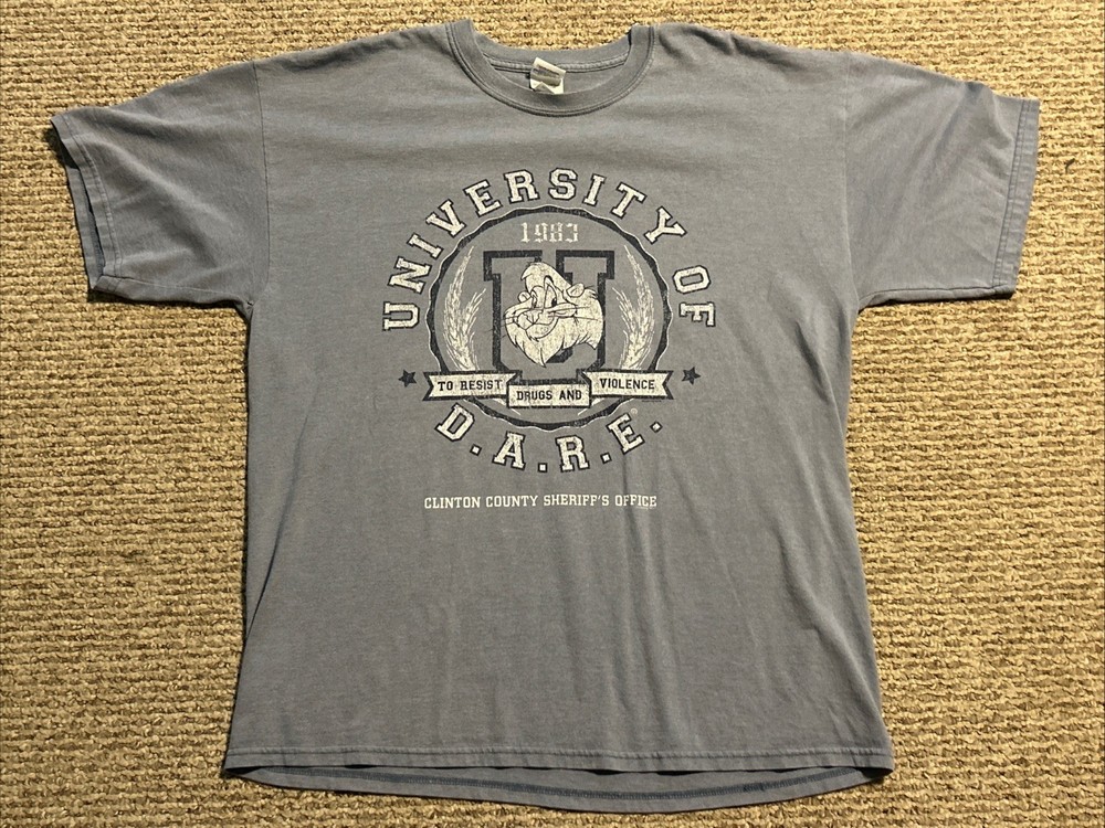 Vtg 1986 University of D.A.R.E. Clinton County Sherrif’s Office T Shirt Sz XL