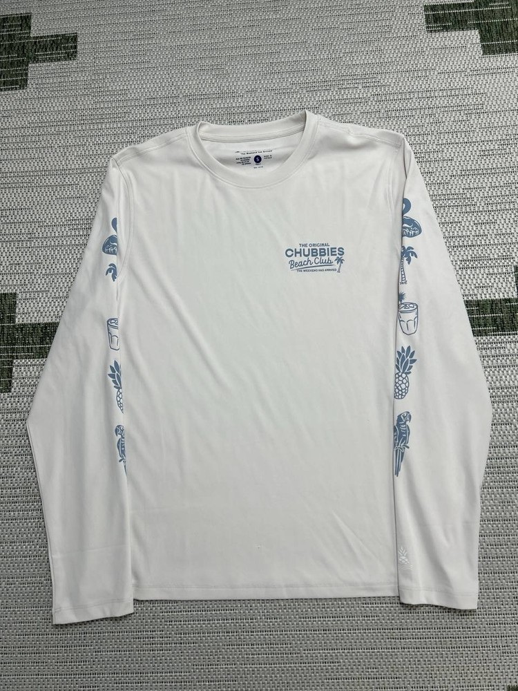 Chubbies Shirt Mens Small White The Original Beach Club Weekend Has Arrived