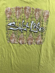 Salt Life Fishing Graphic T Shirt Short Sleeve Adult M Safety Yellow