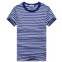 Classic Navy Blue and White Striped Tshirt for Men in Sports and Casual Style