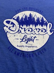 Dri Duck Drexel Light Graphic T Shirt Mens XL Blue Builders Beer Logo USA Flag