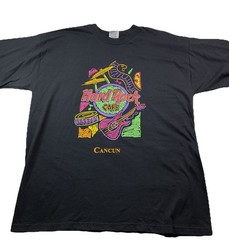 Vintage Hard Rock Cafe T-Shirt Men Sz XL Cancun Mexico Graphic Music Tee 90s