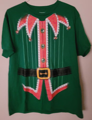 Men’s Size XL Green Short Sleeve T-Shirt Santa Helper Christmas Elf Holiday Time