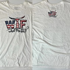 NWT What The Fin Shirt Mens XXL White American Flag Whale Patriotic Fishing Tee