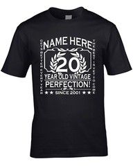 20th Birthday T-Shirt Customise Personalised Name, Year, Age Gift 3XL 4XL 5XL