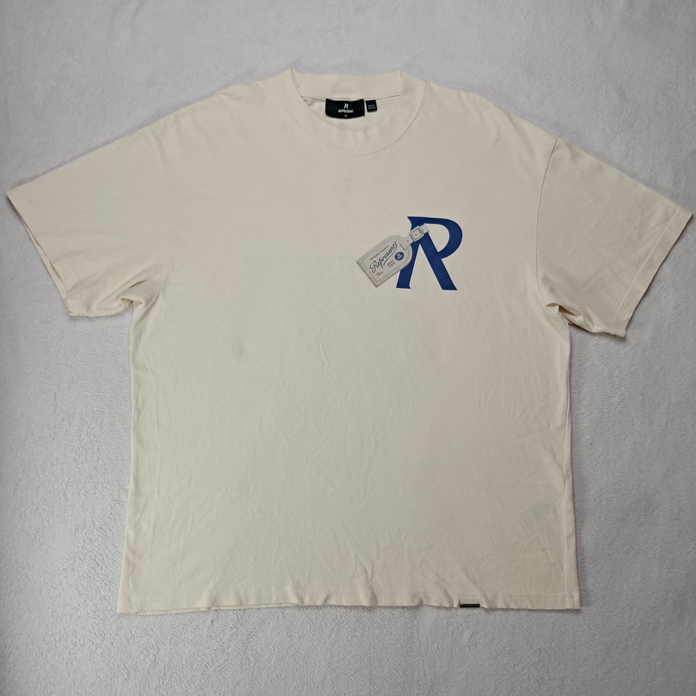 Represent Luggage Tag R Tee Permanent Vacation Travel Priority T-Shirt Men’s XL