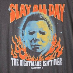 HALLOWEEN 2 MICHAEL MEYERS SHIRT LARGE GRAY ORANGE MOVIE CASUAL HORROR NWT