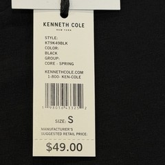 Kenneth Cole New York Men’s Short Sleeve Pocket Tee Small Black Stretch NWT