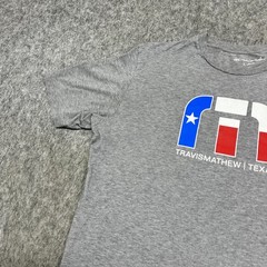 Travis Mathew Shirt Mens Large Gray Texas Flag Graphic Crewneck Tee Casual