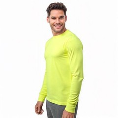COUVER Men’s Cotton Ribbed Cuff Crew Neck Long Sleeve T-Shirt, 1 Piece