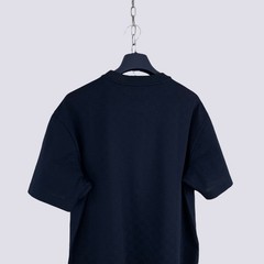 Louis Vuitton LV Embroidery Logo Damier Cotton Pique T-Shirt Navy Blue Size L