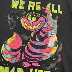 Disney T-Shirt Mens Medium Black Cheshire Cat Alice In Wonderland Casual Cartoon