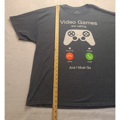 Video Games Are Calling And I Must Go Graphic T-Shirt Gray Men’s 3XL Gamer Tee