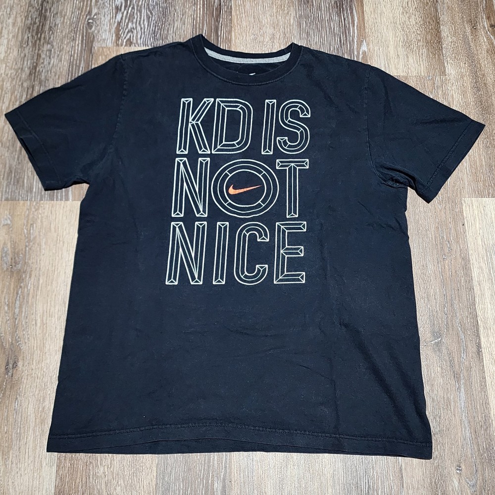 Nike KD Is NOT NICE Mens L Basketball NBA Swoosh T-Shirt Black Large Durant