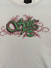 VTG Split Skateboard Thermal Shirt Unisex Medium Cream Graphic Print Waffle Knit