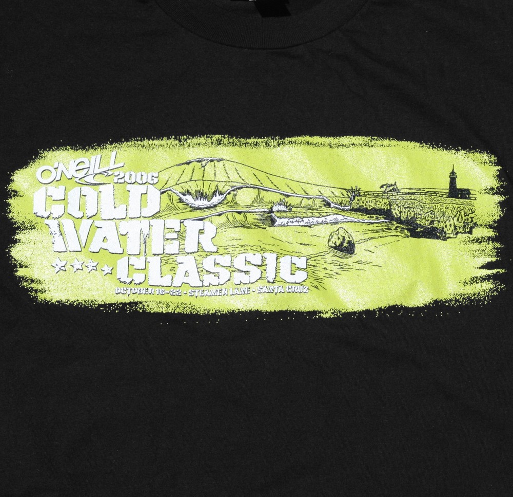O’Neill COLDWATER CLASSIC Mens 2006 Surf T-Shirt Black Green White Small NEW