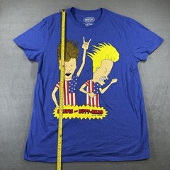 Beavis & Butt-Head MTV Flag Graphic T Shirt Blue Mad Engine Men M 90s