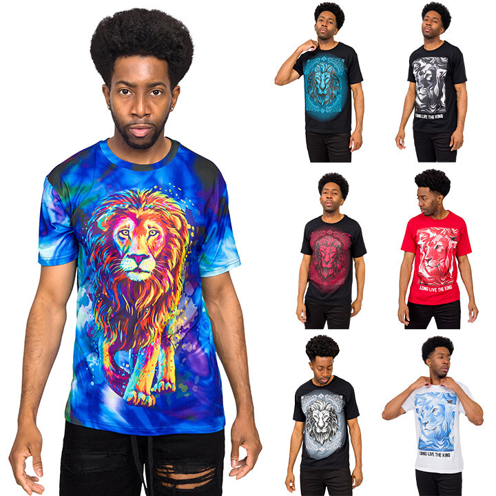 Victorious Men’s Casual King Lion Graphic Print T-Shirt TS7409 TS7438 TS7408