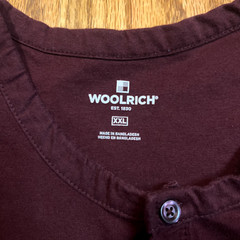 Woolrich Shirt Men’s 2XL Maroon Henley Long Sleeve Casual Woven Cotton Blend