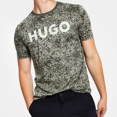 NWT HUGO BOSS 100% Cotton Crew Neck Contrast Trim T-Shirt Dark Green L (Large)