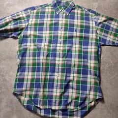 Ralph Lauren BLAKE Check Button Down Shirt Green/Blue Used For 14Y+ Japan