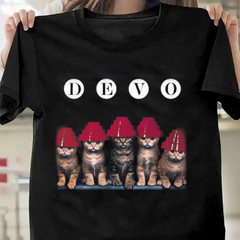 Funny Cat DEVO Band Gift For Fan Black All Size Shirt KC806