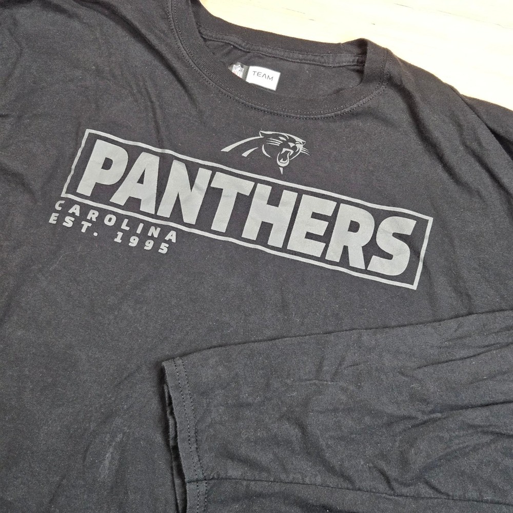 NFL Team Apparel Carolina Panthers Long Sleeve Shirt Mens 2XL Black Graphic NFL