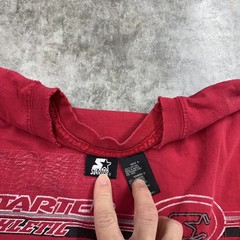 Starter Shirt Mens Medium Red Long Sleeve Athletic Graphic Logo Vintage Style