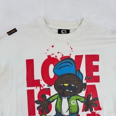 Akademiks Love Is A Trap T-Shirt Cotton Crew Grunge Streetwear Skater Stained