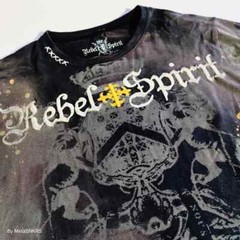 Rebel Spirit T Shirt Men’s XXL Black White Grey Gold Royal Skull Streetwear Used