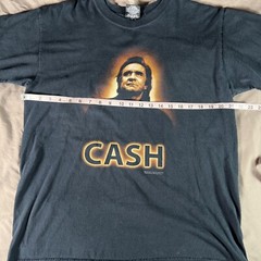 Johnny Cash Vintage Shirt Man In Black Double Sided Band Tee sz Large Signature