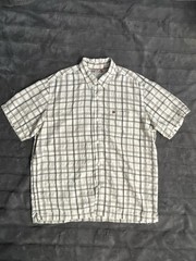 Quiksilver Thrashed Surf Plaid shirt Y2K Distresses Grey vintage 90s XL/TG