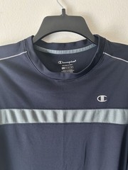 Champion Double Dry Short Sleeve Men’s Tee Shirt – GREY & NAVY LARGE Workout Gym