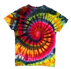 Spiral Ice Tie Dye T-Shirt, Unisex L SS Crew, Bright Multicolor Rainbow
