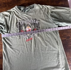 Vintage Jamaica Red Stripe Beer Faded T Shirt Sz XL Olive Green Caribbean Rasta