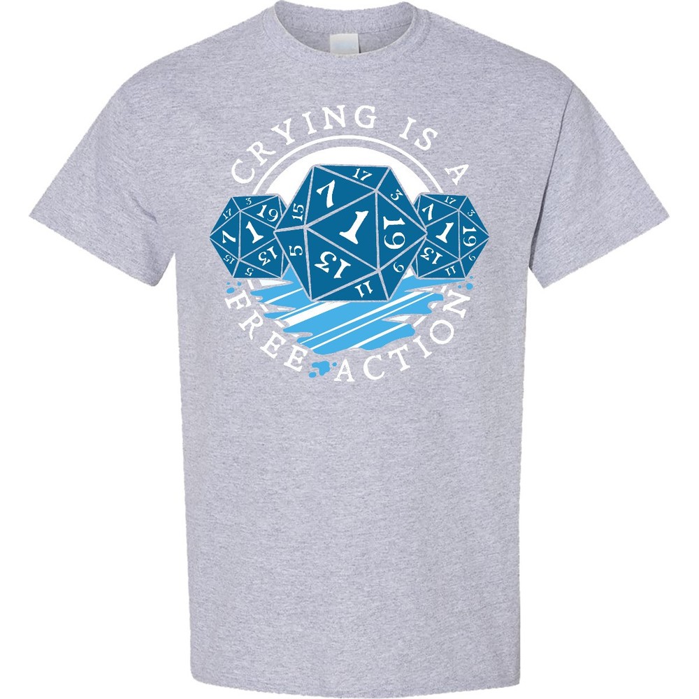 Inktastic Crying Is A Free Action T-Shirt Games Gamer D20 20 Die Sided Dice Nerd