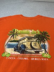 Panama Jack Graphic T-Shirt Men’s XL Woody Wagon Surfing Orange Cancun Mexico