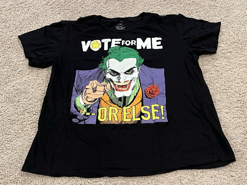 DC Comics Originals Joker Vote For Me Or Else Black T-shirt Large Batman